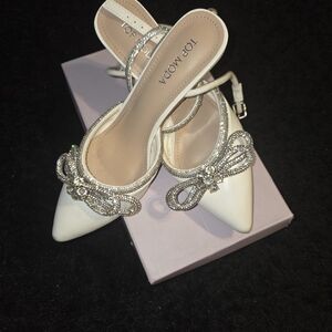 Top Moda White Embellished Women's Shoes